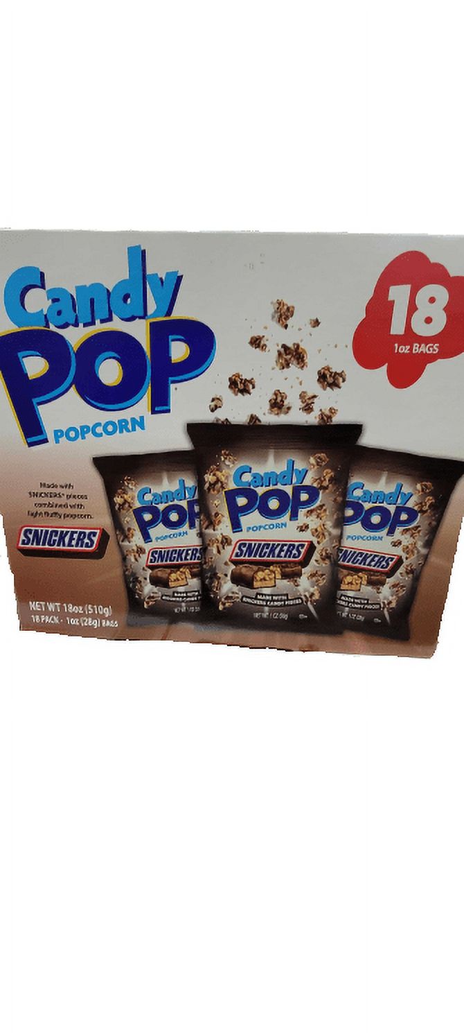 Candy Pop Snickers Popcorn, 1 oz Bags 18 Count