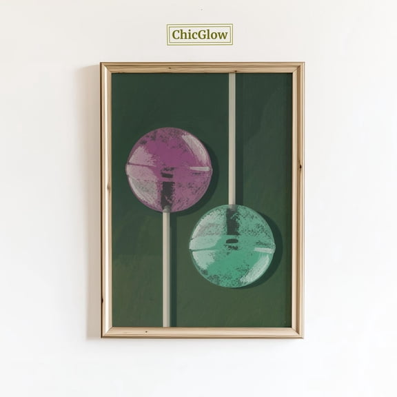 Candy Pop Wall Art – Colorful Minimalist Lollipop Poster, Retro Pop Aesthetic Decor, Unframed Poster Size 8x12