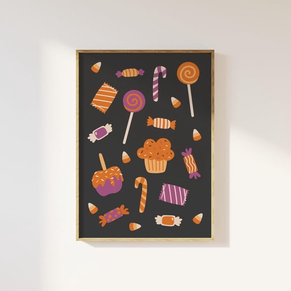 Candy Poster Cozy Wall Decor Vintage Art Whimsical Poster, Unframed Size 24x36
