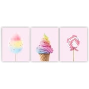 Candy Poster Rainbow Ice Cream Cotton Candy Wall Art Decor Girls Bedroom Wall Decor Modern Art Pink Poster Kids Room DecorUNFRAMED