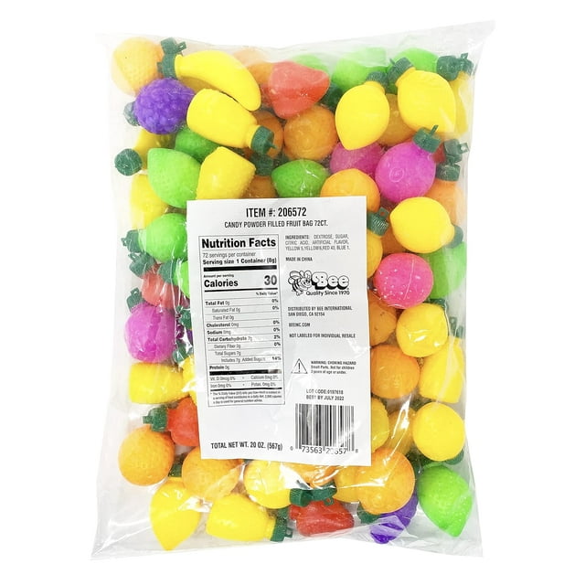 Candy Powder Filled Plastic Fruits Medley 72Piece Bag