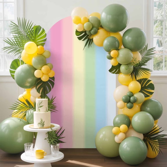 Candy Rainbow Arch Backdrop Cover, 5FT, Stripes Spandex Arch Covers Double-Sided Backdrop for Wedding Birthday Party Photo Background Decoration