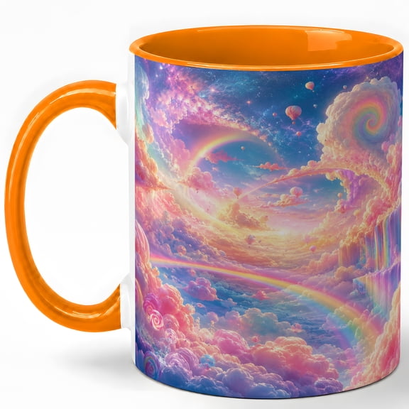 Candy Rainbow Cloud 11oz Ceramic Mug, Pastel Dream Coffee Cup