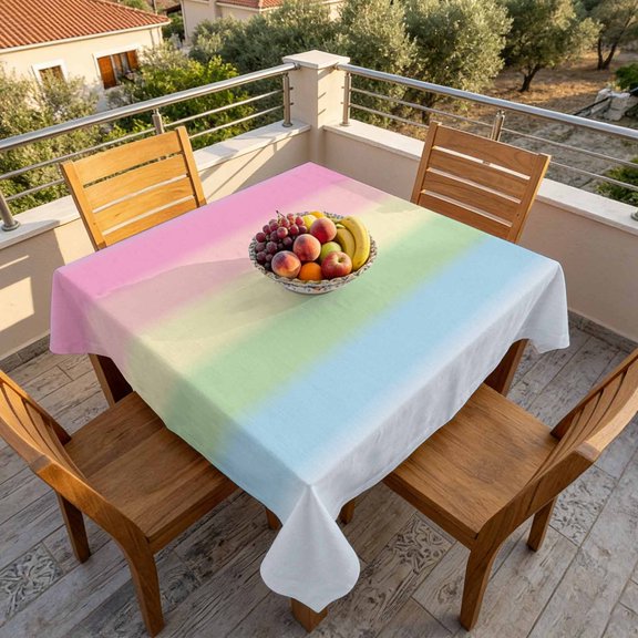 Candy Rainbow Stripes Table Cloth 60x60in, Waterproof Square Tablecloth Wipeable Tablecloths Ombre Art Color Gradient Table Covers for Dining Tables Party Indoor Outdoor