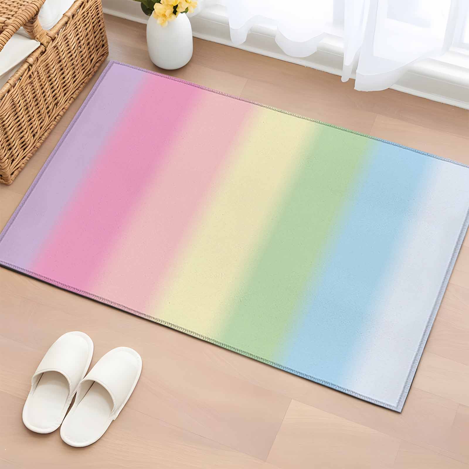 Candy Rug Inpo Candy Rainbow Washable Small Entryway Area Rugs 2'x3', Stripes Low Pile ...