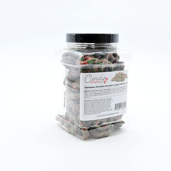 Candy Retailer Christmas Drizzled Chocolate Coated Pretzels 1 Lb