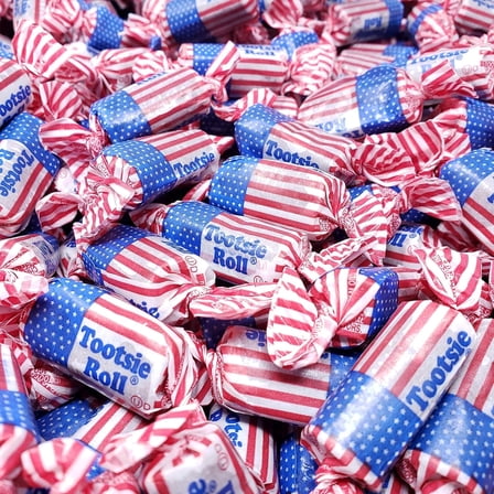 Flag Tootsie Rolls - Patriotic Candy - Perfect for Fourth of July - Red White and Blue Candy - 2 Pounds