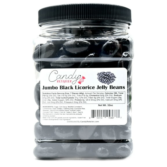 Candy Retailer Jumbo Jelly Beans (Black Licorice, 2 Lb)