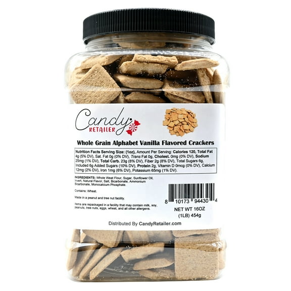 Candy Retailer Whole Grain Alphabet Vanilla Flavored Crackers 1lb