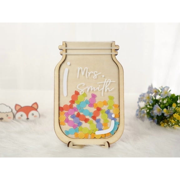 Candy Reward Jar, Custom Name Reward Jar for Kids, Personalized Gift for Teacher, Colorful Classroom Decor, Back to School Gift, Reward Gift