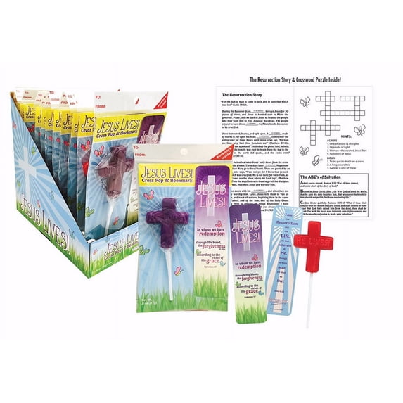 Candy-Scripture Cross Pops w/Bookmark In Display (Set Of 12)