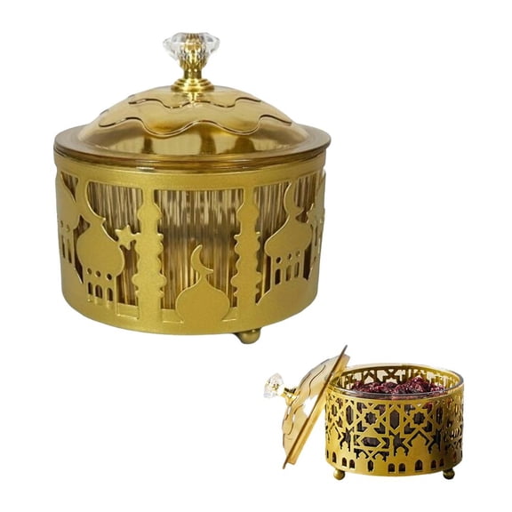 Candy Serving Tray, 3.54Inch Round Ramadan Snack Plate with Lid, Party Food Serving Plate for Middle Eastern Dessert and Dried Fruit