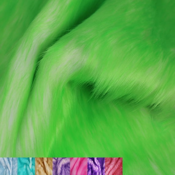 Candy Shade Faux Fur-Christmas Fuzzy-Fabric by Half Yard-Fluffy, Soft, Shaggy Mohair-for Sewing, Costumes, Plush Toys, Apparel, Decoration, Gnome Beard Miniature- White Lime