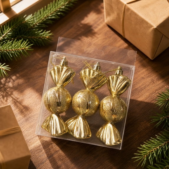 Candy Shaped Christmas Ball Ornaments Set Hanging Pendants Electroplated Christmas Tree Decorations