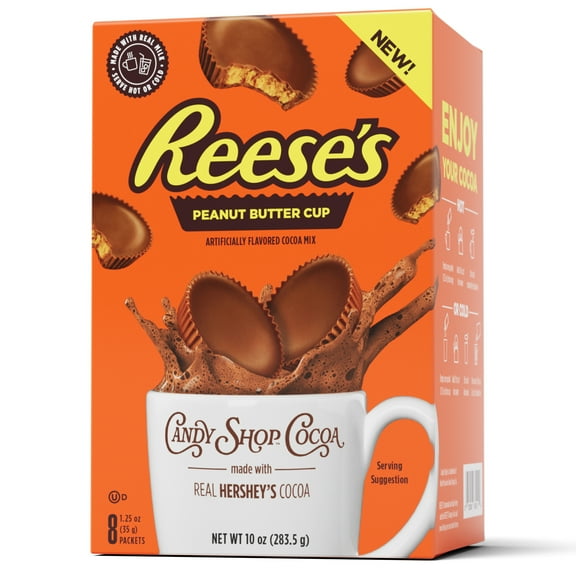 Candy Shop Cocoa REESE'S Peanut Butter Cup Powder Hot Chocolate, 1.25 oz Packet (8 Count)