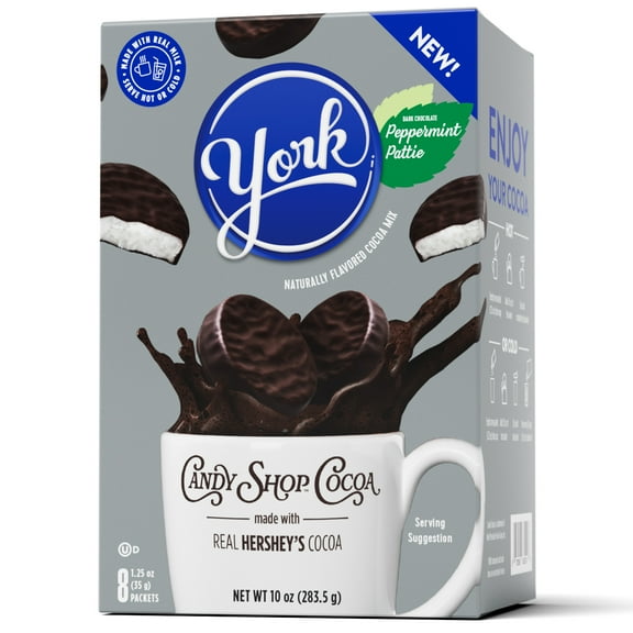 Candy Shop Cocoa YORK Peppermint Pattie Cocoa Mix | Hot Chocolate, 1.25 oz Packet (8 Count)