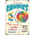 thumbnail image 1 of Candy Shop Tin Signs, Sweets Candies Lollipops Desserts Store Vintage Poster Metal Sign Art Wall Decor for Home Kitchen Bar Cafe, 8X12 Inch Retro Pink Hanging Plaque, 1 of 6