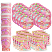 Candy Shoppe Birthday Party Supplies Set Plates Napkins Cups Tableware Kit for 16