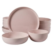 Candy Skies Melamine Dinnerware Set - Pink - 12 Pieces - Durable Design