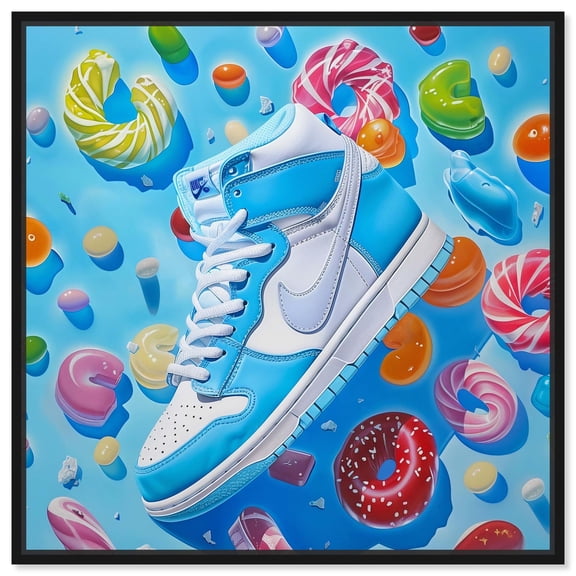 Candy Sneaker Canvas Sneaker Art Print by Art Remedy, Black Frame, 16" x 16"