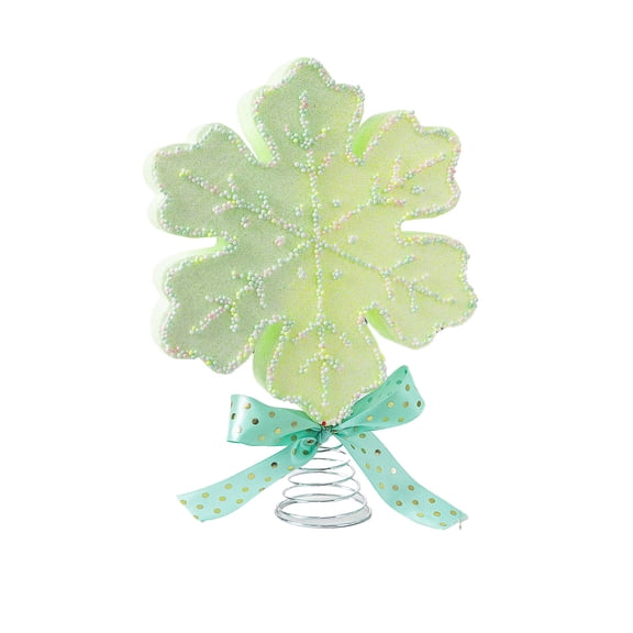 Candy Snowflake Tree Topper, Plastic Glitter Beaded Ornament, Foam Structure with Spring Base, for Tree Table Holiday Display
