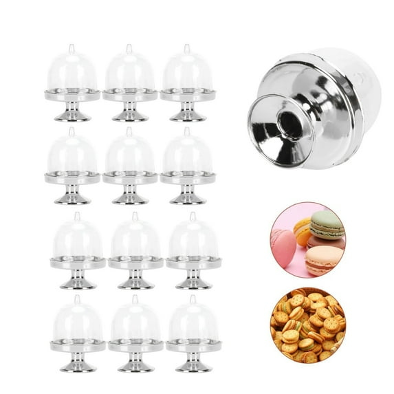 Candy Stand Containers,12Pack Portable Mini Cake Plate with Lid,QZS Plastic Chocolate Display Containers for Birthday,Wedding