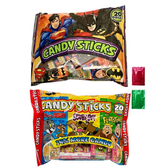 Candy Sticks Variety Pack Candy Mix Mini Boxes, 40 Individually Wrapped for Trick or Treating Party Favor Treat Gift Basket Filler Stocking Stuffers Snack 2 Bags w/ 2 Snoep in Beperkte Oplage