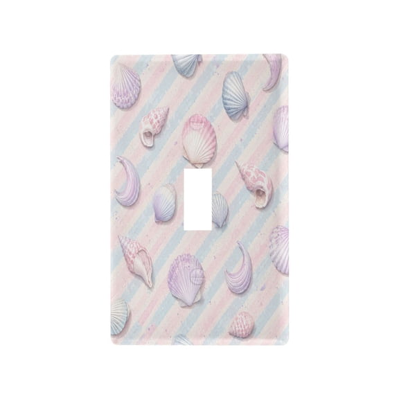 Candy Stripe Beach Shells Decorative Wall Plate, Flame Retardant PC Plastic Light Switch & Outlet Cover with Mounting Screws Fits Toggle Switch