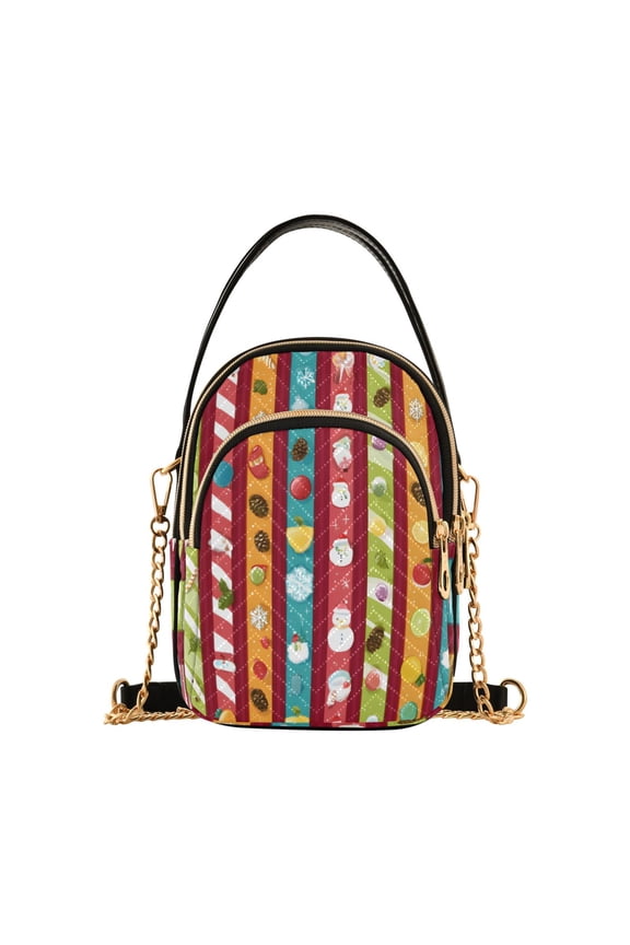 Candy Stripe Pattern Women's Crossbody Handbags Leather Crossbody Bags Fanny Pack Chest Bag for Travel
