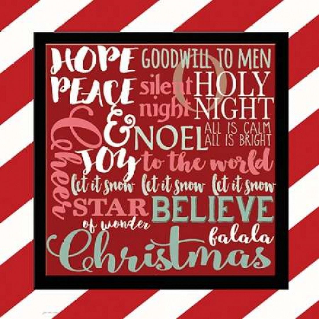 Candy Striped Christmas Subway Canvas Art - Jo Moulton (24 x 24)