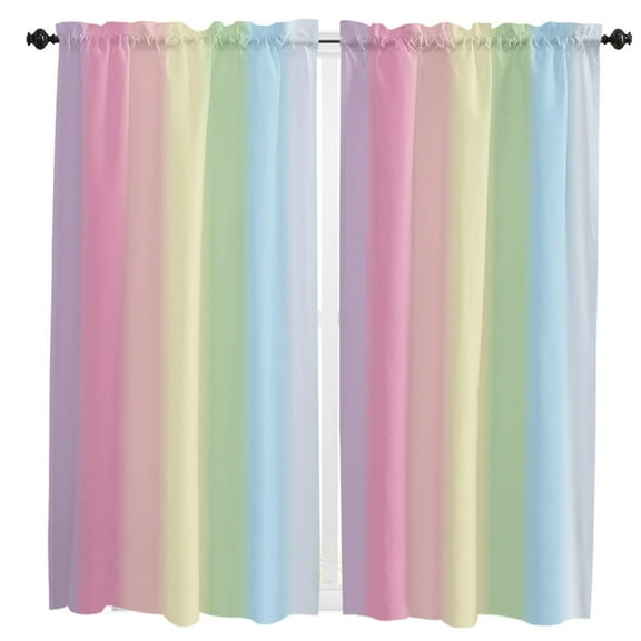 Candy Stripes Small Curtain Rod Pocket Short Curtains Half Drapes Partition Cabinet Door Window Curtains Home Decor