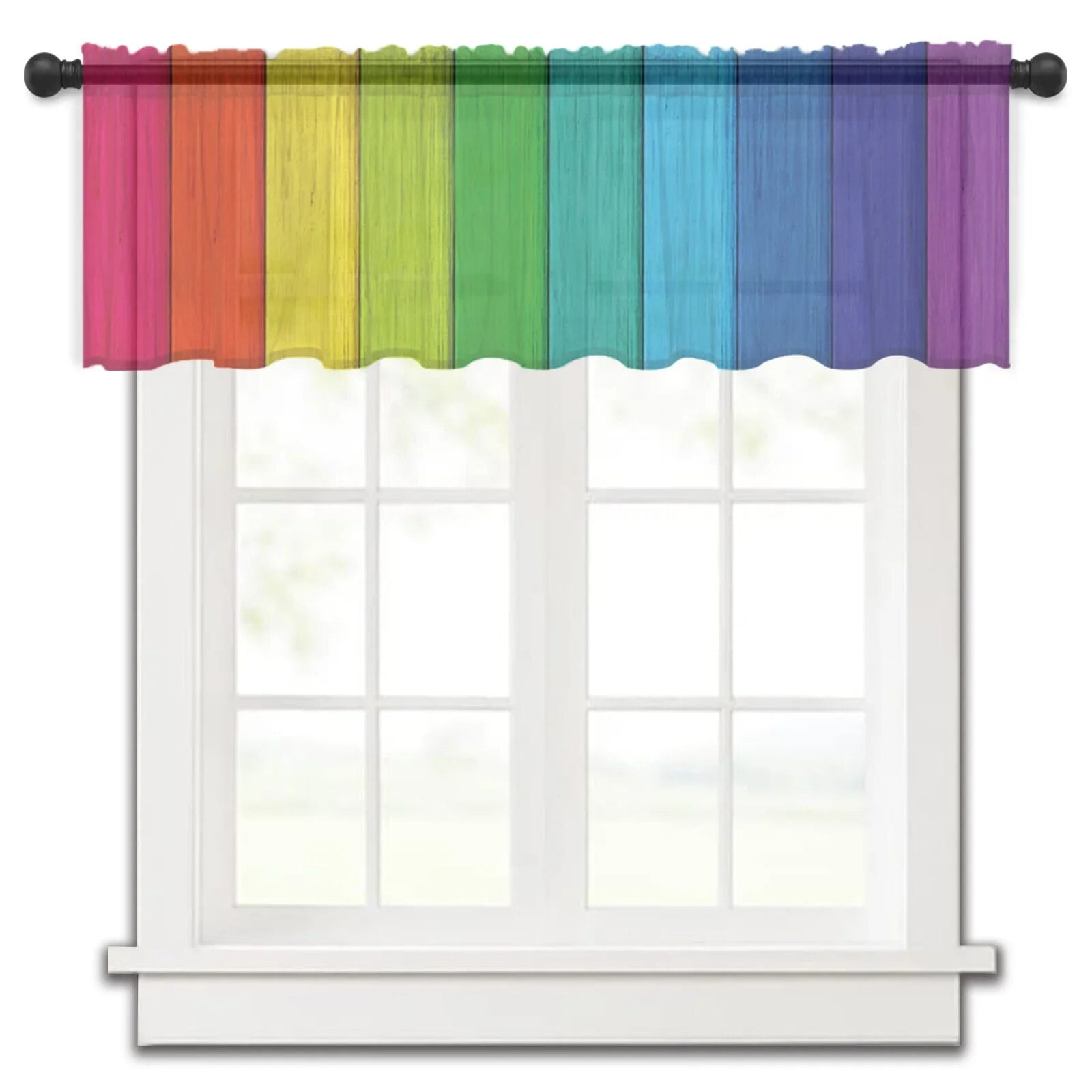 Candy Stripes Small Window Curtain Sheer Short Curtain Bedroom Living ...