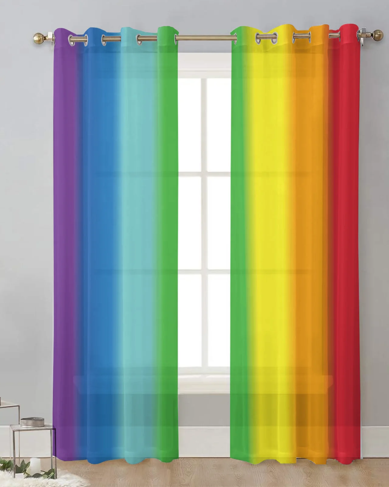 Transparent Rations Candy Stripes Tulle Living Room ration Transparent Sheer Curtains ...