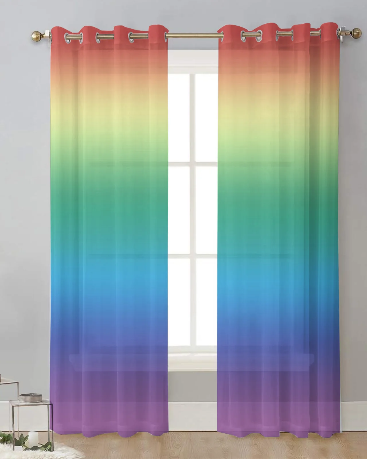Transparent Rations Candy Stripes Tulle Living Room ration Transparent Sheer Curtains ...