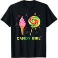 thumbnail image 1 of Candy Theme Party Fun Girl's Ladies T-Shirt men and women can wear, black, white, gifts, 1 of 4