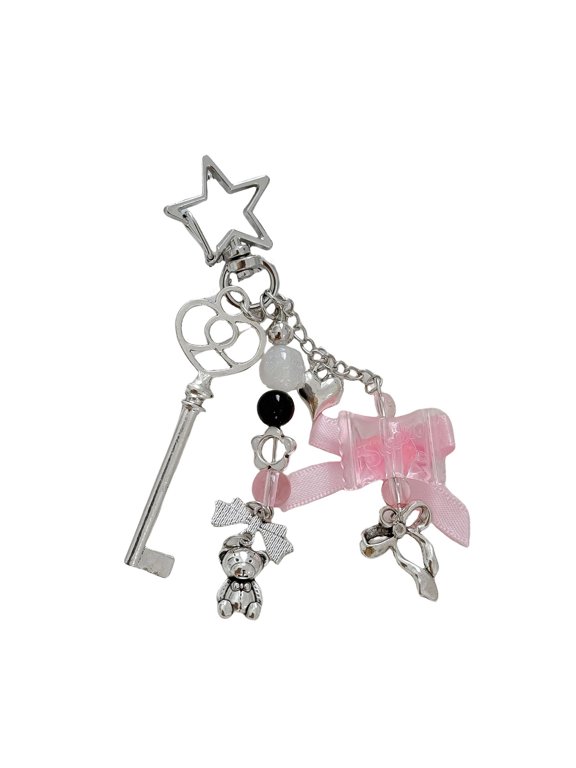 Candy Themed Keychain Metal Bowknot Bear Charm Practical Gift for Teen Girls