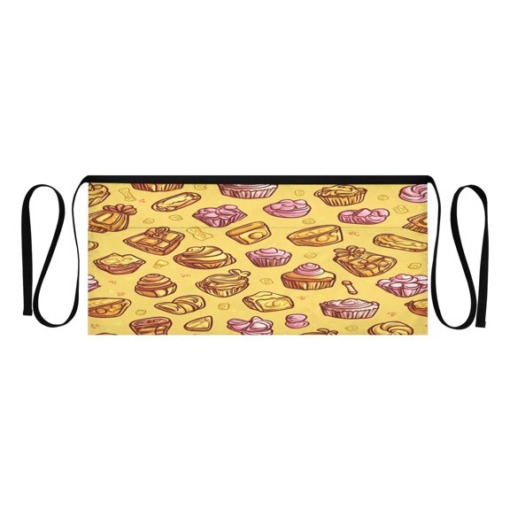 Candy Themed Retro Pattern Multi Pocket Short Apron Waterproof, Adjustable 96.5in Belt for various occasions