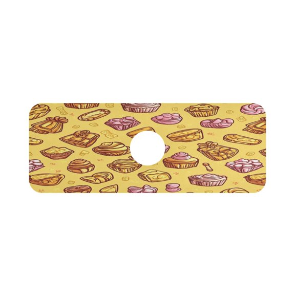 Candy Themed Retro Pattern Single Compact Faucet Drying Pad 14.7x5.4in Absorbent Mat for Small Sinks, Vanity Countertops