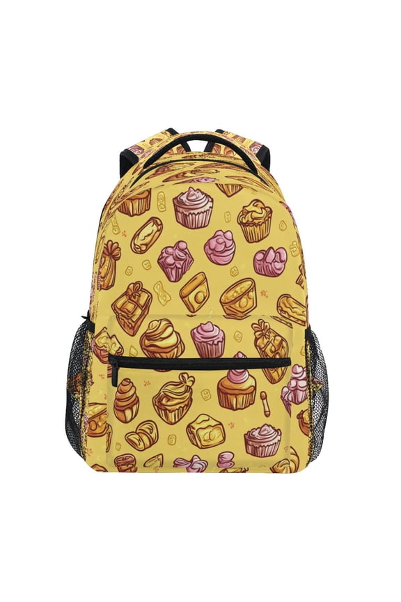 Candy Themed Retro Pattern Stylish Large Backpack 15L Self-Standing Durable Twill for School, Office and Travel Use