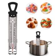 Candy Thermometer Deep Fry/Jam/Sugar/Syrup/Jelly Thermometer with Hanging Hook & Pot Clip Stainless Steel Cooking Food Thermometer Quick Reference Temperature Guide