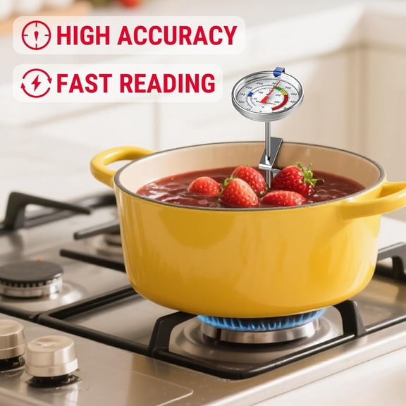 Candy Thermometer with Pot Clip, 9" Long Probe Deep Fry Oil Thermometer for Frying & Candy Making, Fryer Cooking Thermometer for Liquids, Chocolate, Sugar, Caramel, Brewing & Baking