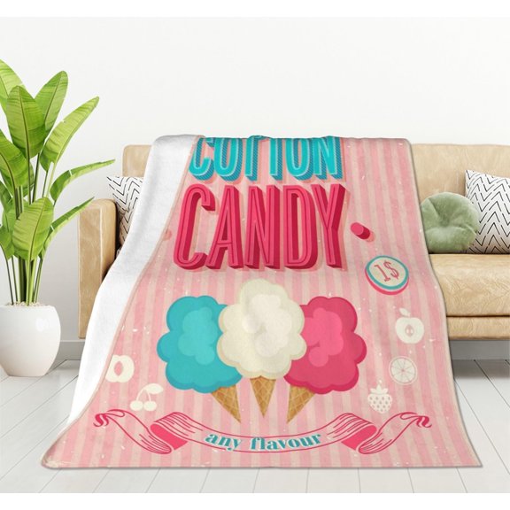 Candy Throw Blanket Sweet and Colorful Candy Pink Blanket Super Soft Flannel Throw Blanket Lightweight Plush Fuzzy Bed Blanket for Bedding Sofa and Travel 40"X50"