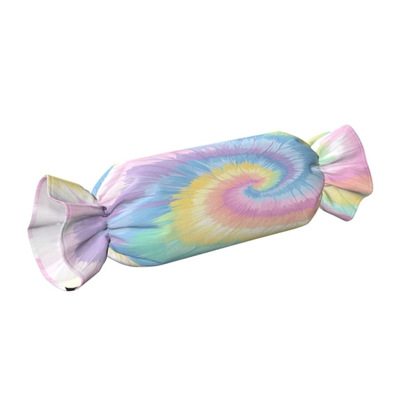 Candy Throw Pillow Travel Cervical Pillow Cylindrical Neck Body Cushion With Insert For Bed Couch Home Decor 9.8x24.4in Aliceblue Tie-Dye Background Rainbow Colors_3