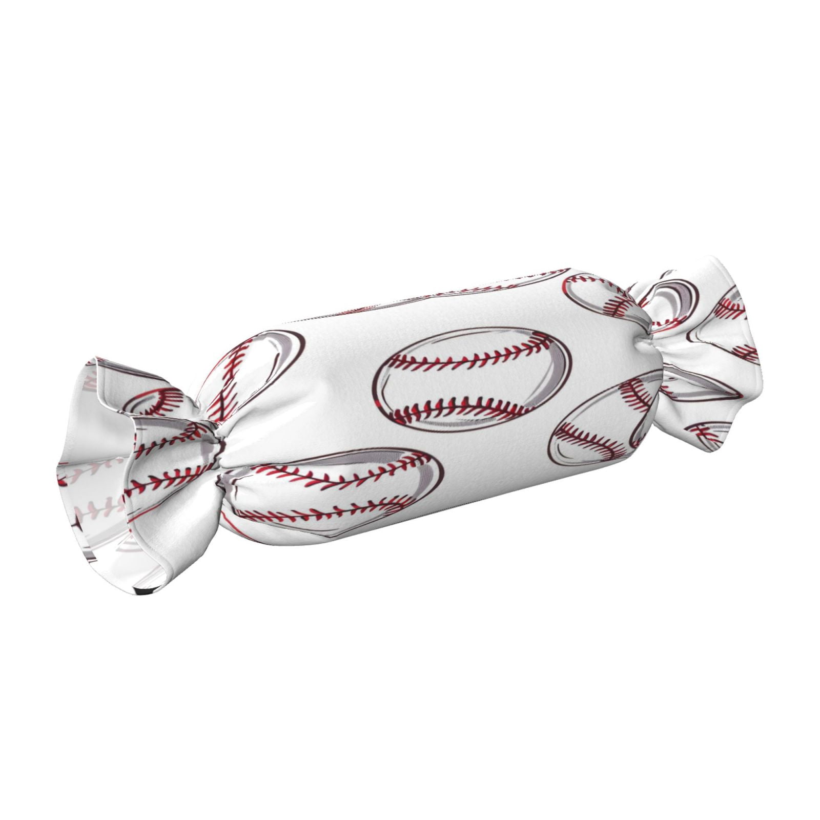 Candy Throw Pillow Travel Cervical Pillow Cylindrical Neck Body Cushion With Insert For Bed Couch Home Decor 9.8x24.4in Baseball Theme Sporty Dynamic Style White Baseballs With Red Stitching