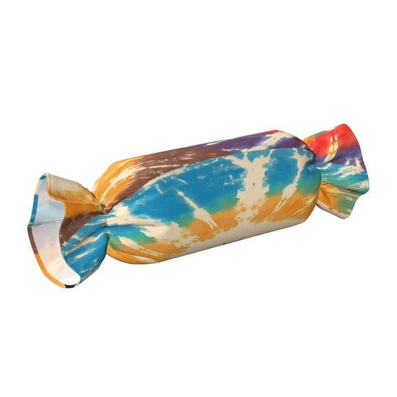 Candy Throw Pillow Travel Cervical Pillow Cylindrical Neck Body Cushion With Insert For Bed Couch Home Decor 9.8x24.4in Brown Tie-Dye Background Rainbow Colors