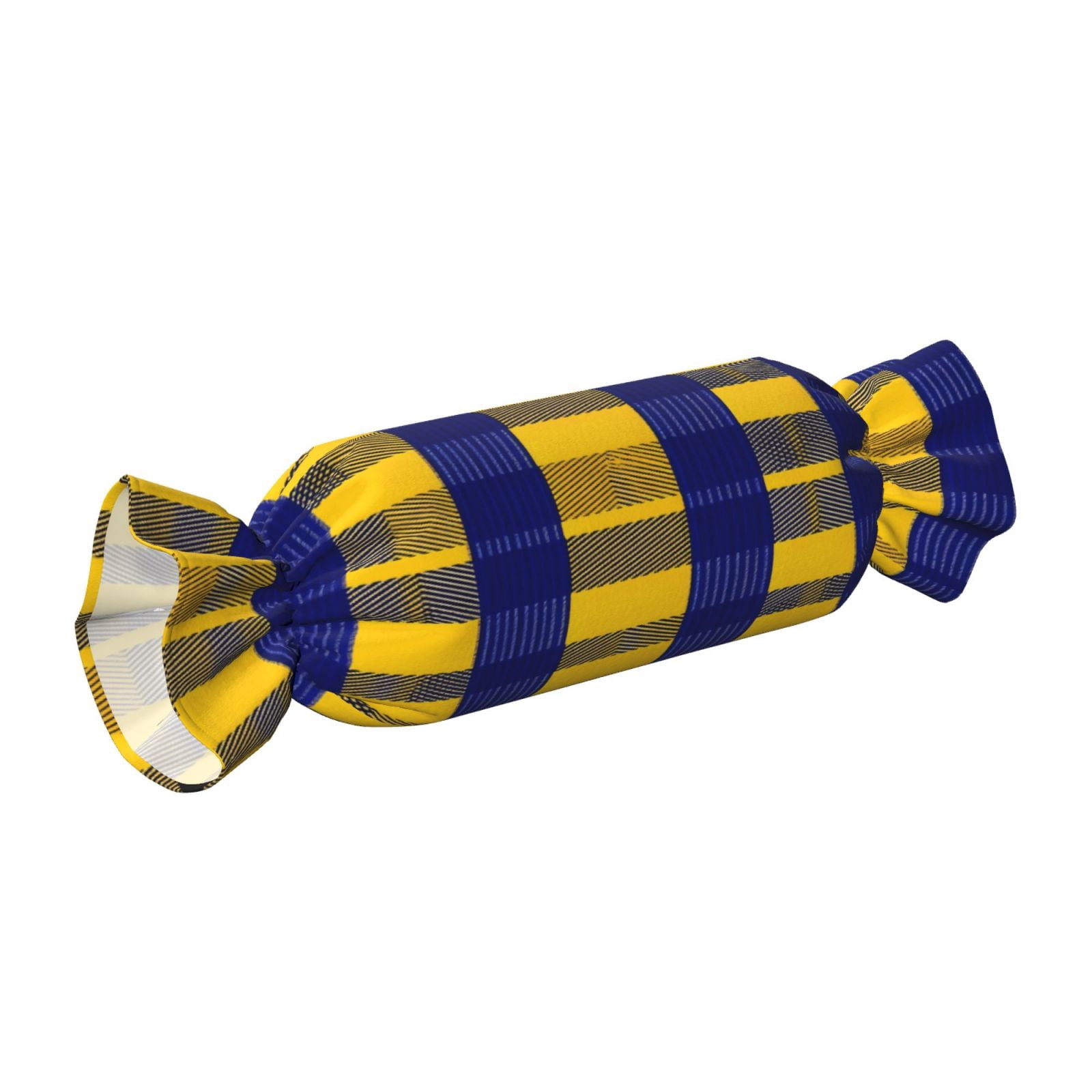 Candy Throw Pillow Travel Cervical Pillow Cylindrical Neck Body Cushion With Insert For Bed Couch Home Decor 9.8x24.4in Buffalo Plaid Check Yellow Royal Blue