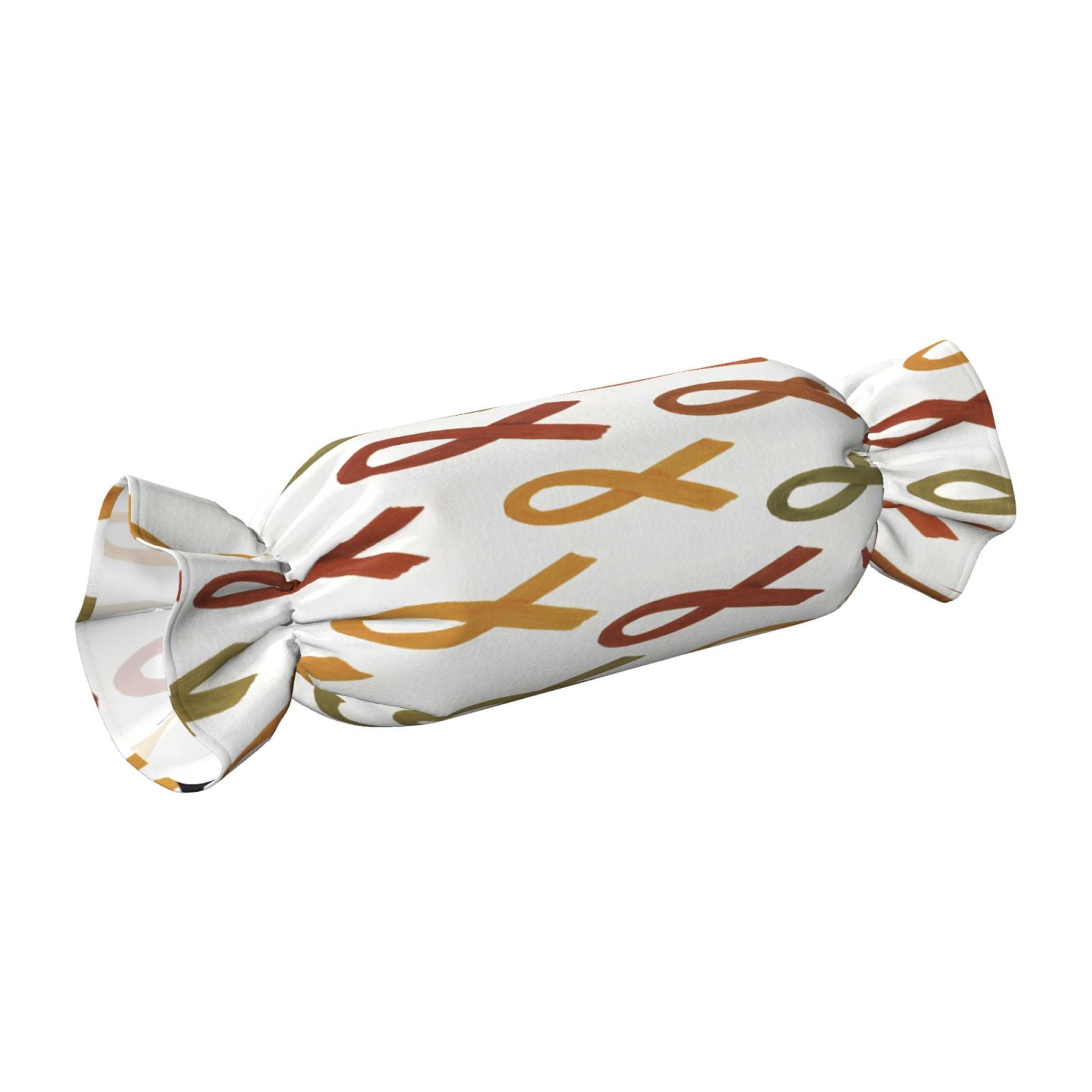 Candy Throw Pillow Travel Cervical Pillow Cylindrical Neck Body Cushion With Insert For Bed Couch Home Decor 9.8x24.4in Cancer Awareness Ribbon Pattern - Earth Tones