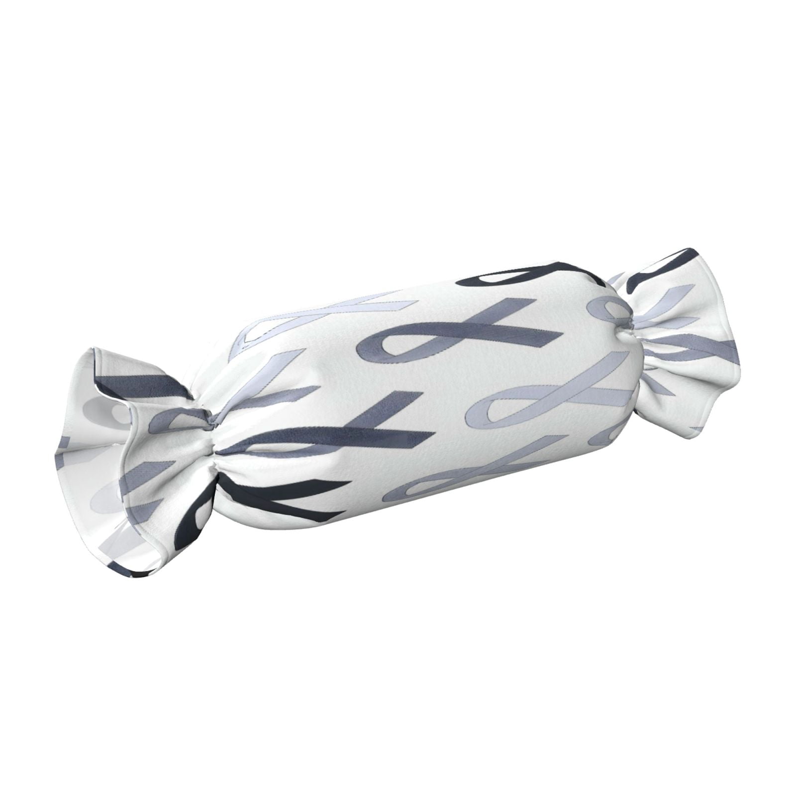 Candy Throw Pillow Travel Cervical Pillow Cylindrical Neck Body Cushion With Insert For Bed Couch Home Decor 9.8x24.4in Cancer Awareness Ribbon Pattern - Grayscale Modern