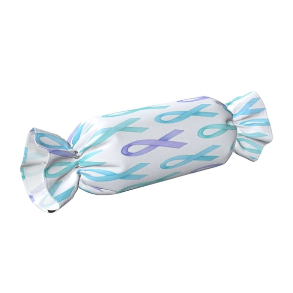 Candy Throw Pillow Travel Cervical Pillow Cylindrical Neck Body Cushion With Insert For Bed Couch Home Decor 9.8x24.4in Cancer Awareness Ribbon Pattern - Watercolor Pastels