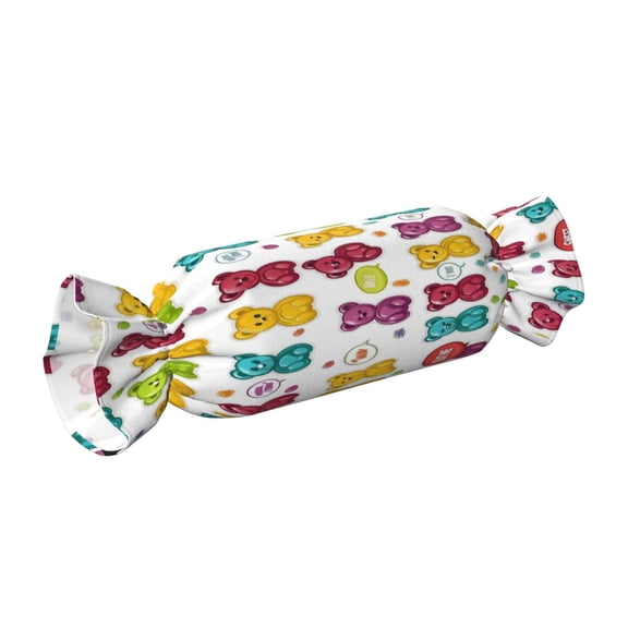 Candy Throw Pillow Travel Cervical Pillow Cylindrical Neck Body Cushion With Insert For Bed Couch Home Decor 9.8x24.4in Colorful Gummy Bears Candies Jelly Sweets